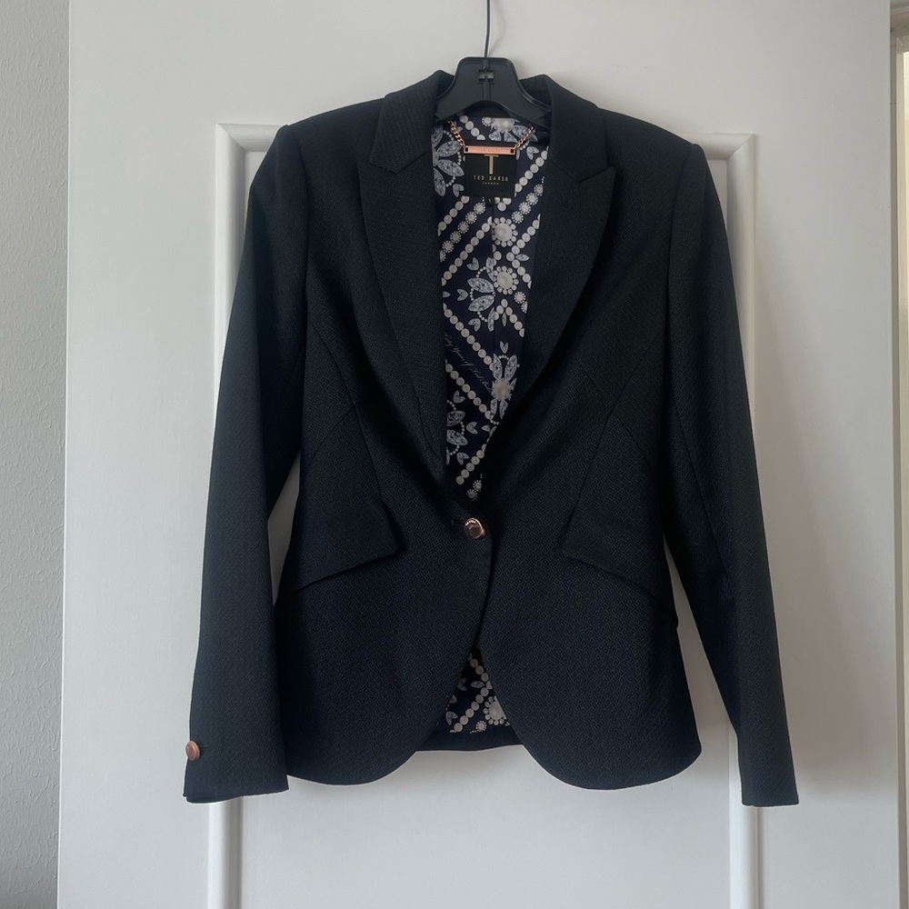 Ted Baker blazer in black with rose gold detail